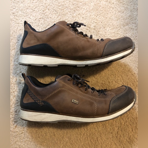 Rieker Men's Genuine Leather Lace Up Loafer Chestnut Size 13 (46) - Picture 2 of 11